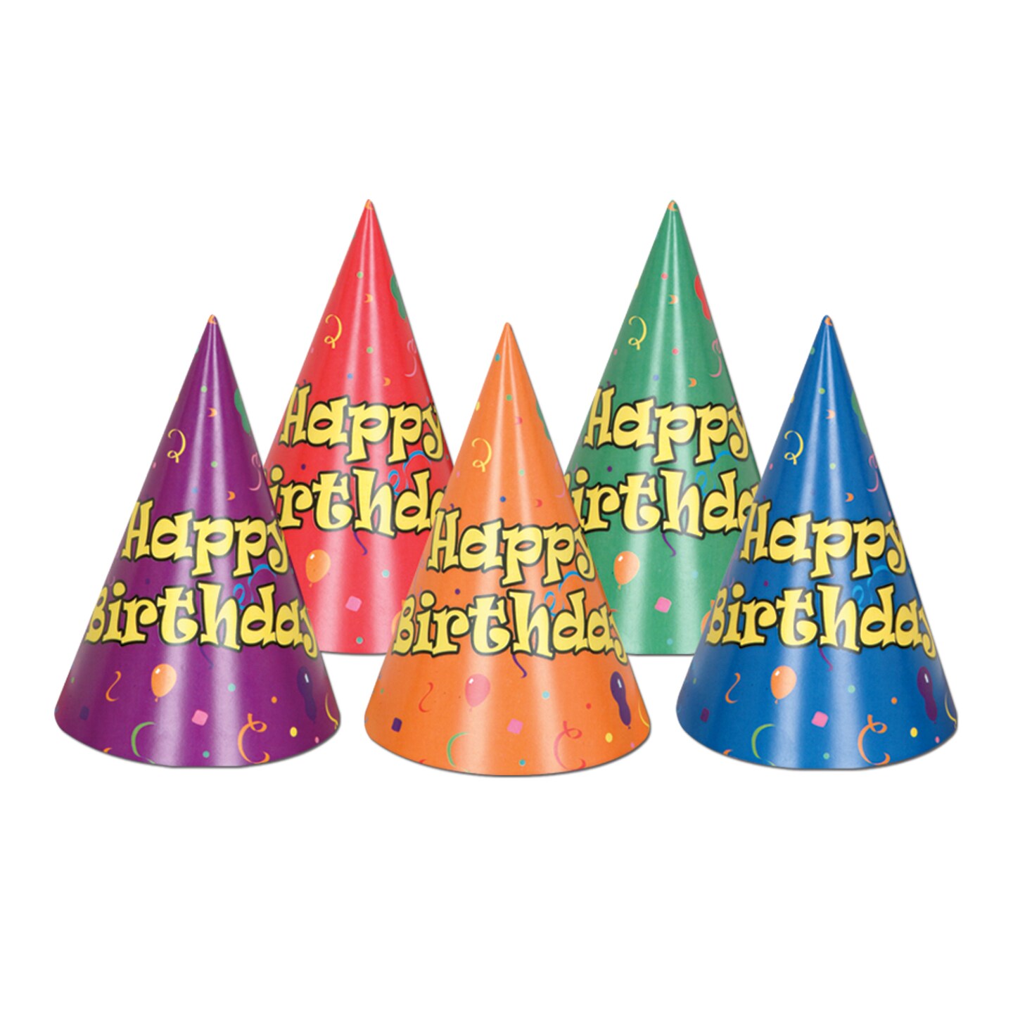 Beistle 6½in. Balloon & Confetti Birthday Cone Hats - 144 Pack