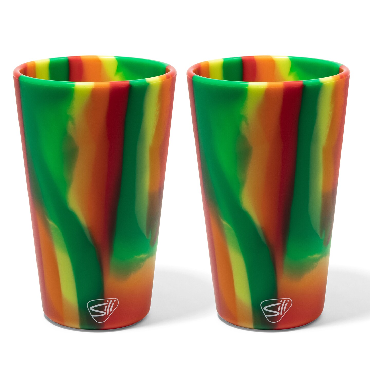 Silipint: Pint Glasses 16oz: 2 Pack - Hibiscus - Silicone Unbreakable Cups, Hot &#x26; Cold Drinks, Flexible, Dishwasher-Microwave-Freezer-Oven Safe