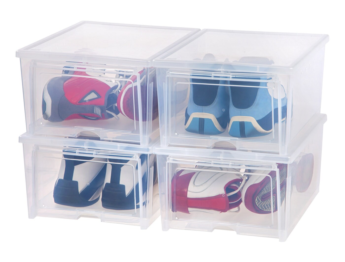 IRIS USA Front Entry Stackable Shoe Storage Box, Shoes Organizer