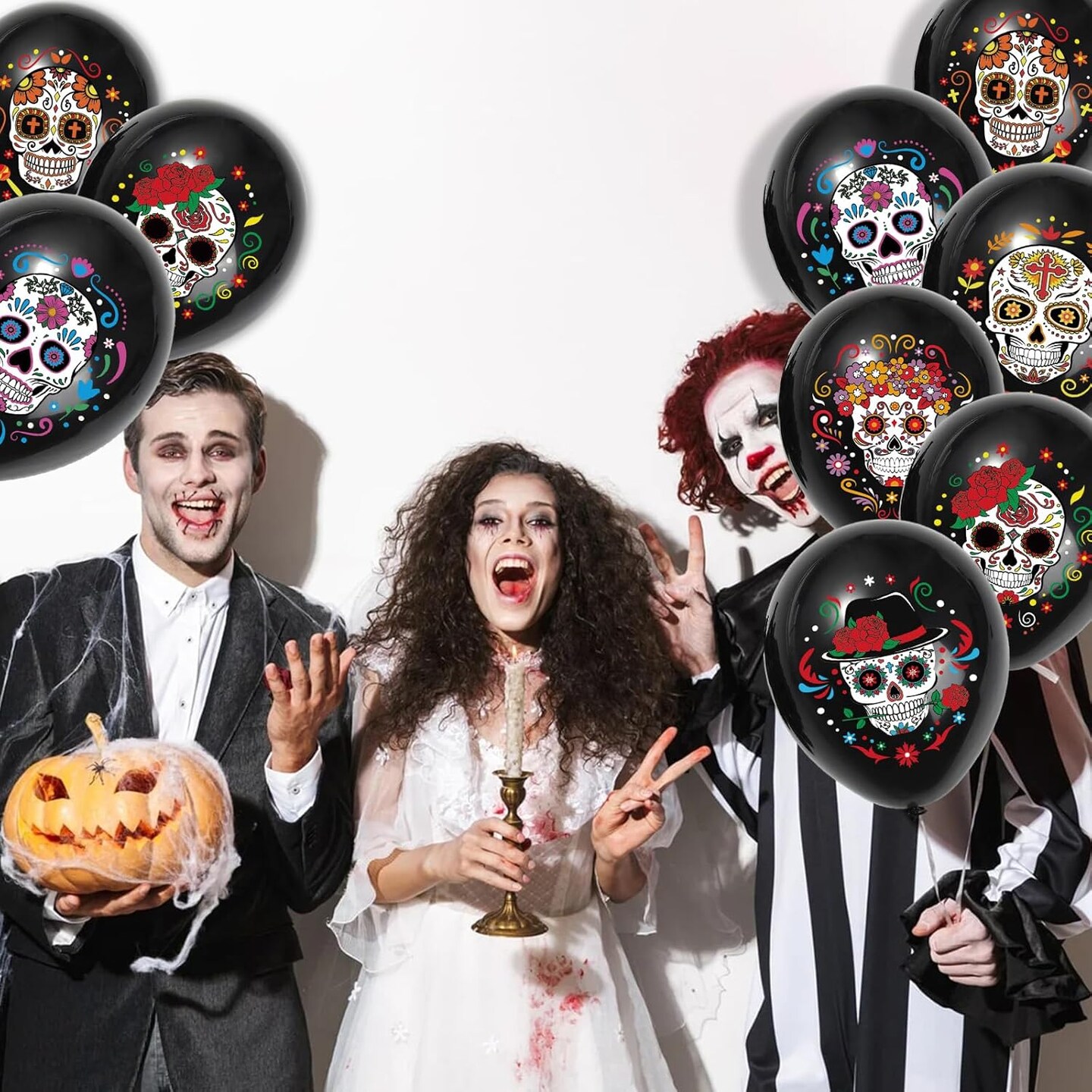 30pcs Day of The Dead Sugar Skull Balloons