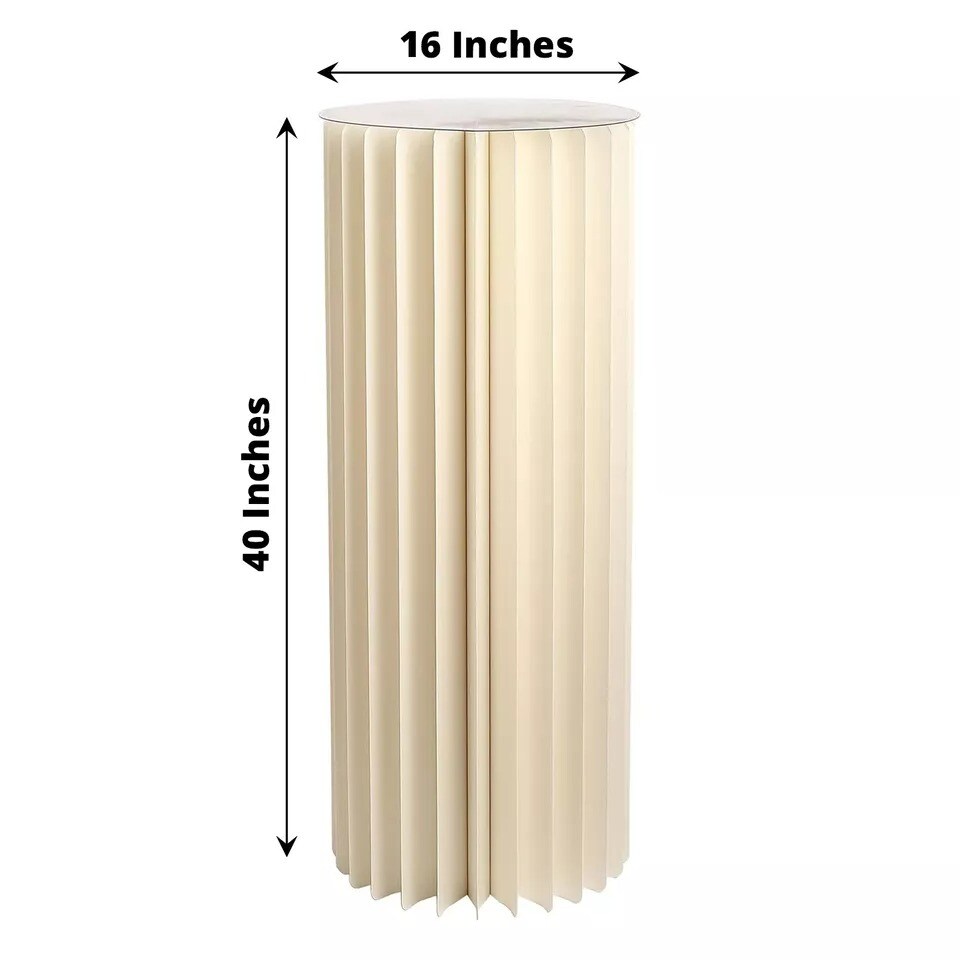 40&#x22; Ivory Folding DIY Accordion Pillar Cardboard Display Stand Pedestal Box