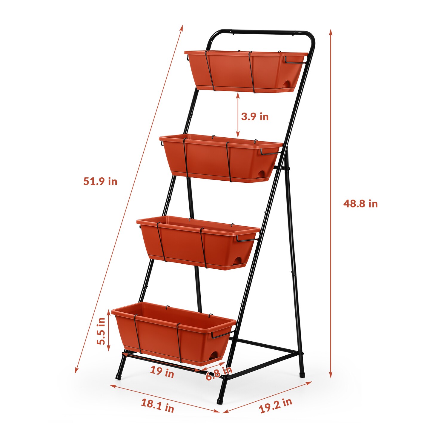 4 Tier Vertical Raised Garden Bed Planters for Outdoor Plants Herb Garden Planter with Drainage Holes Standing Garden Planters for Herbs Flowers Vegetables Plants