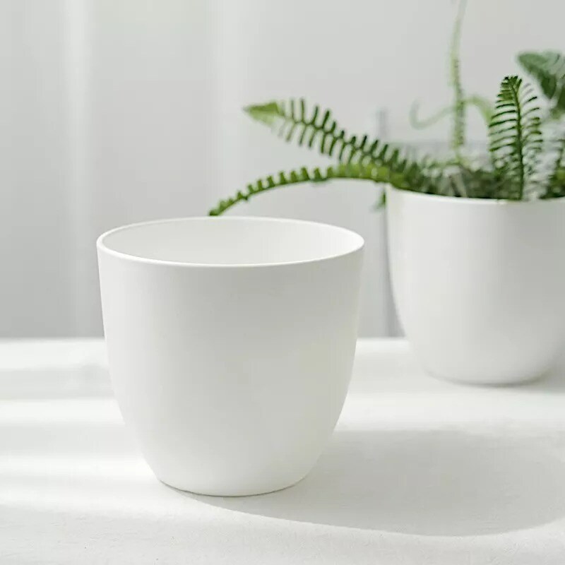 2 White 5.5" Round Plastic Indoor Plant Flower Pots Succulent Planters Events
