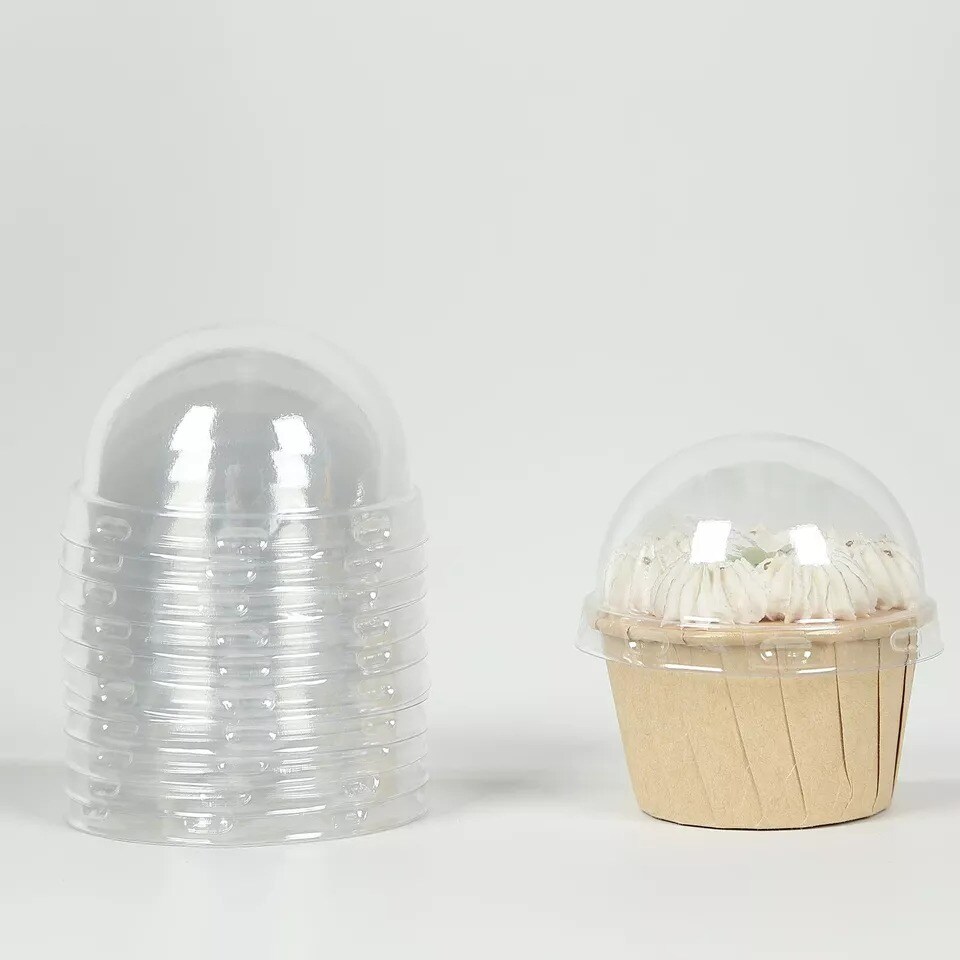 50 Clear Plastic Dome Lids for Cupcake Liners Wedding Party events Decorations