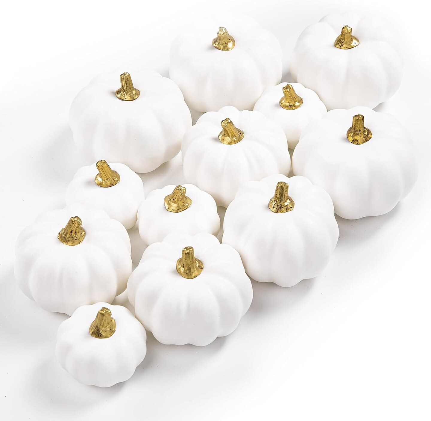 Mini Small Fake Pumpkin for Autumn Harvest Halloween Thanksgiving Faux Pumpkins Home Table Decor (White)