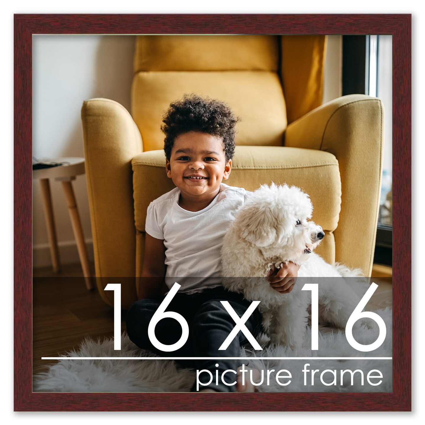 Square Minimalist Brown Picture Frame - UV Acrylic, Foam Board Backing, Hanging Hardware