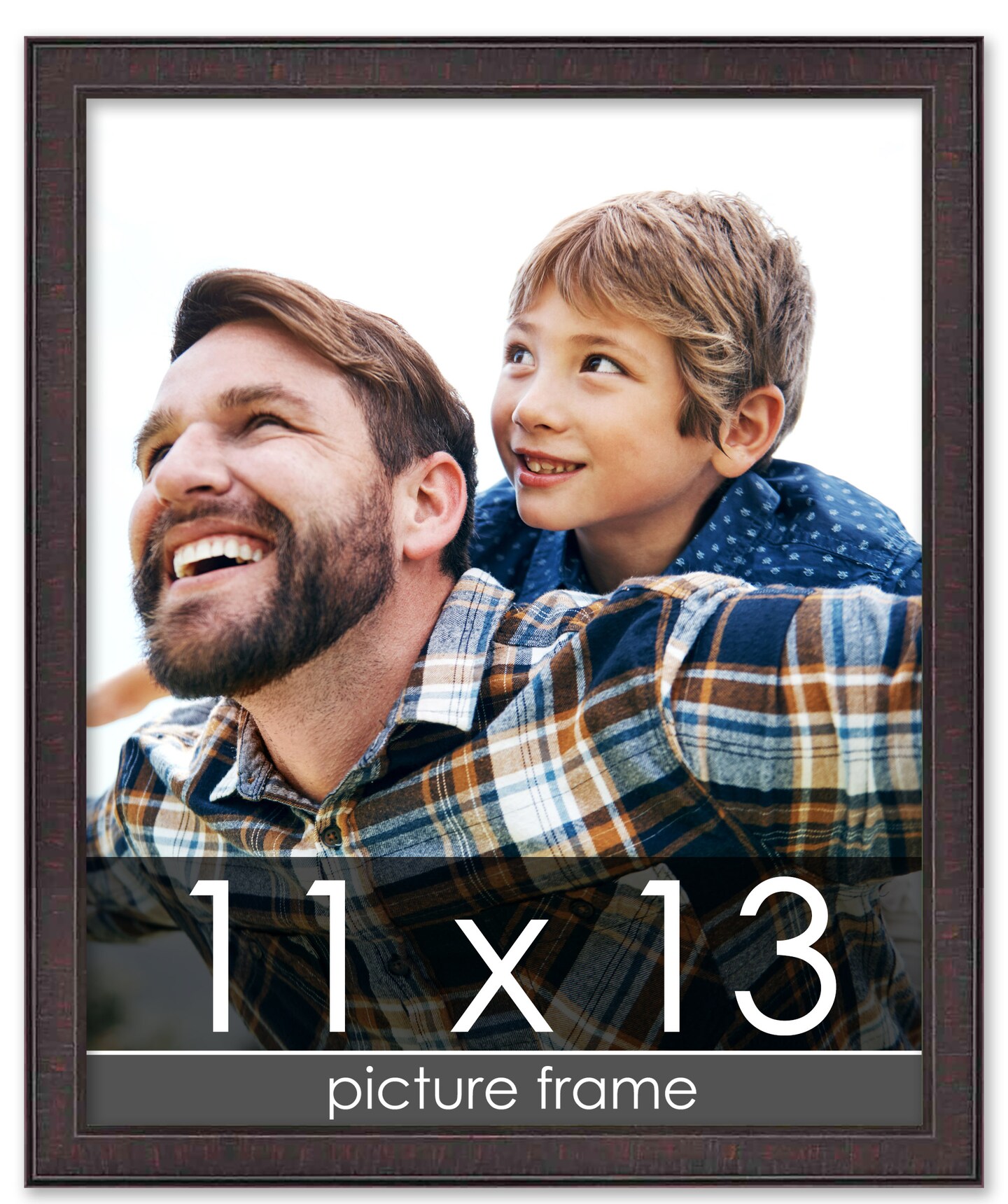 Photo Size Textured Brown Picture Frame - UV Acrylic, Foam Board Backing, Hanging Hardware