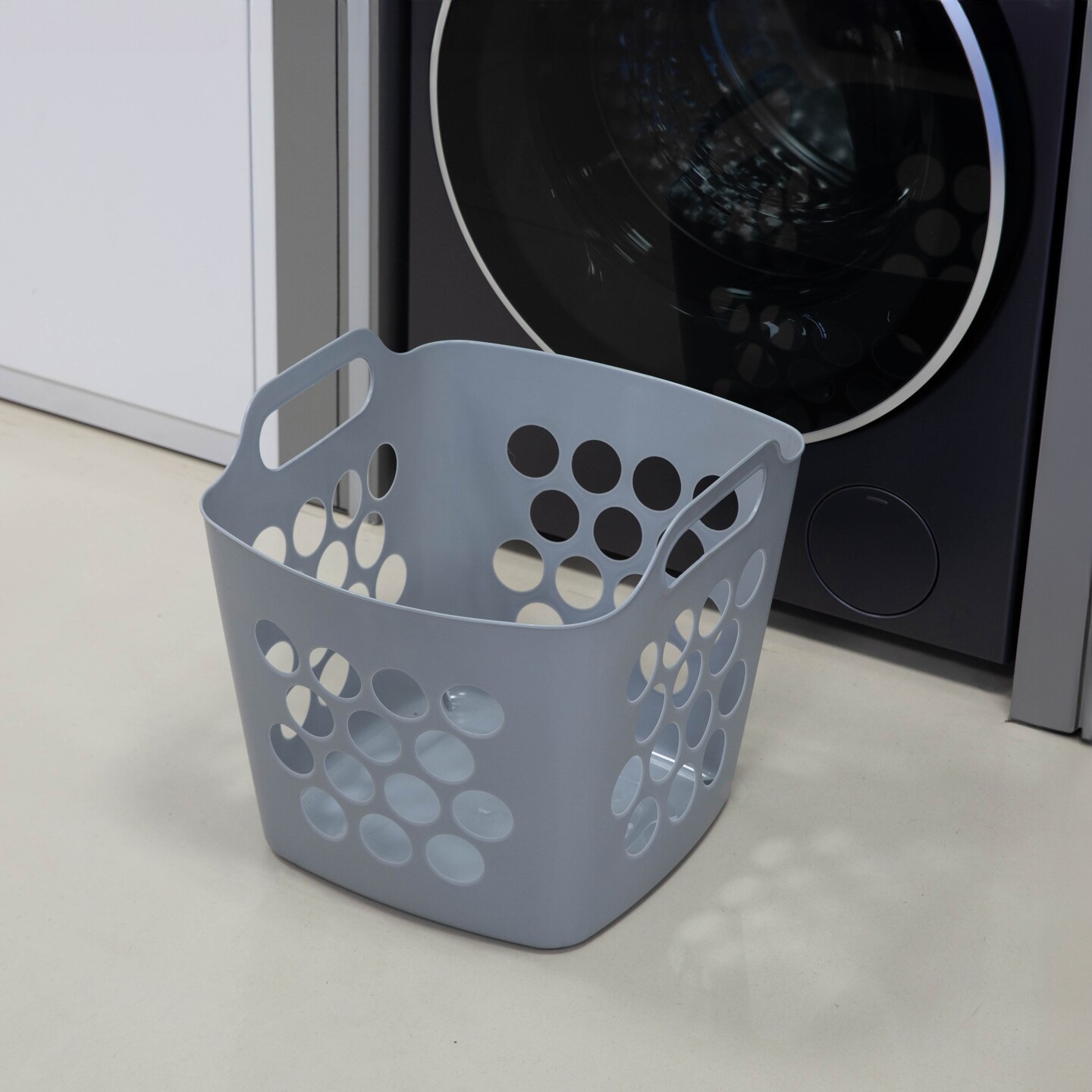 Flexible Plastic Laundry Basket - Square Storage Hamper with Side Handles for Easy Carrying - Versatile Organizer for Laundry, and Household Storage