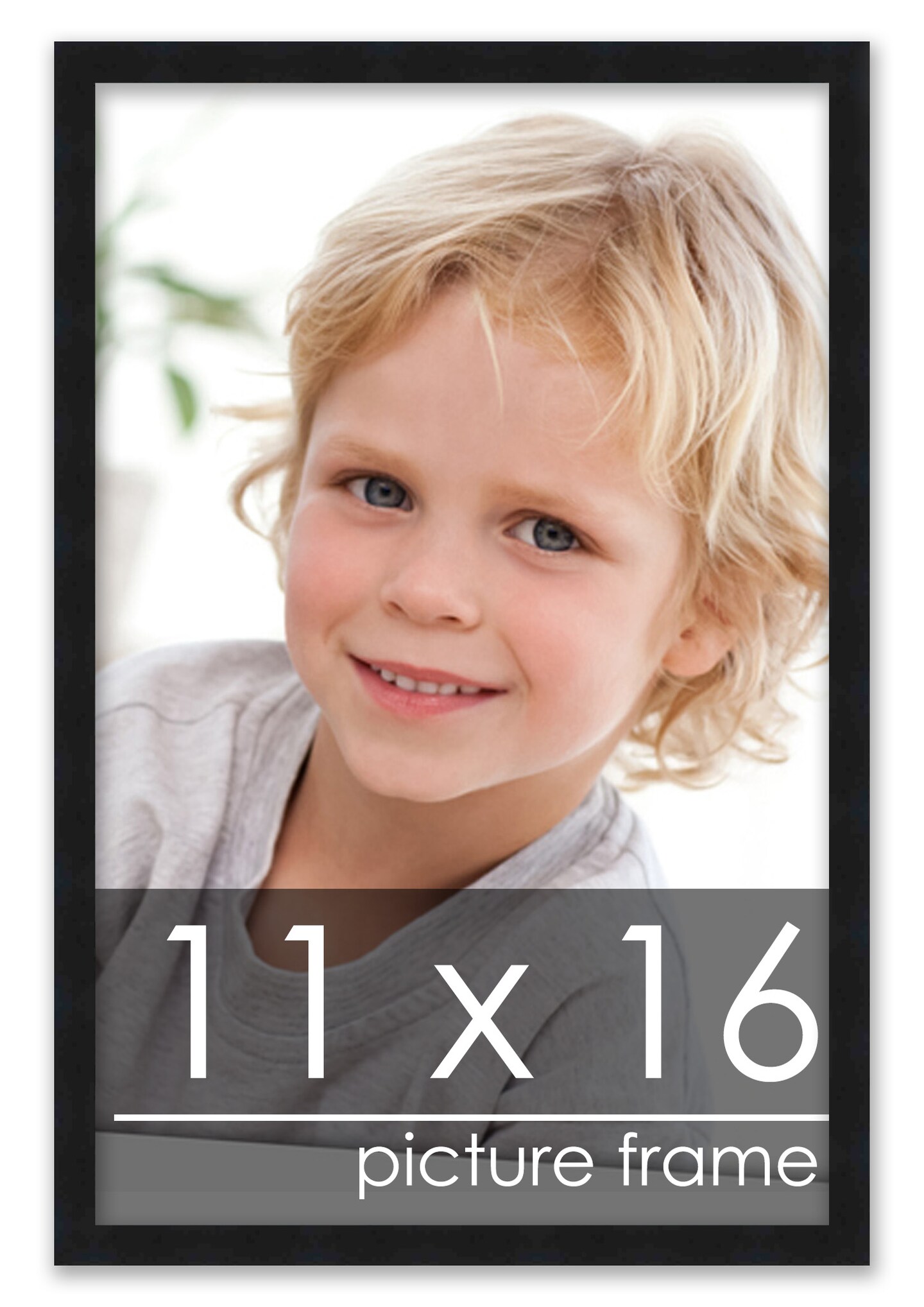 11x16 Modernist Black Picture Frame - UV Acrylic, Foam Board Backing, Hanging Hardware