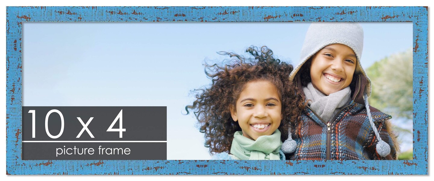 Panoramic Shabby Chic Blue Picture Frame - UV Acrylic, Foam Board Backing, Hanging Hardware