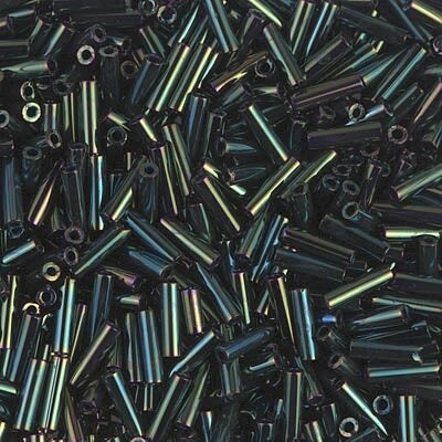 Miyuki 6mm Bugle Beads, Metallic Forest Green Iris, BGL2-0453, 17 grams