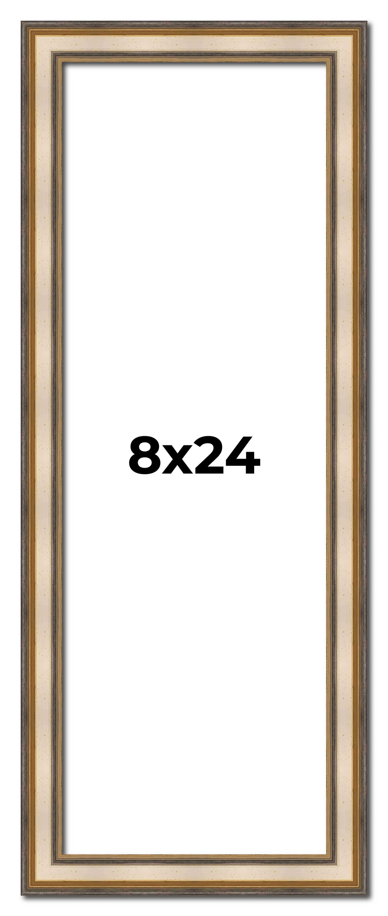 8x24 Refined Silver Picture Frame - UV Acrylic, Foam Board Backing, Hanging Hardware