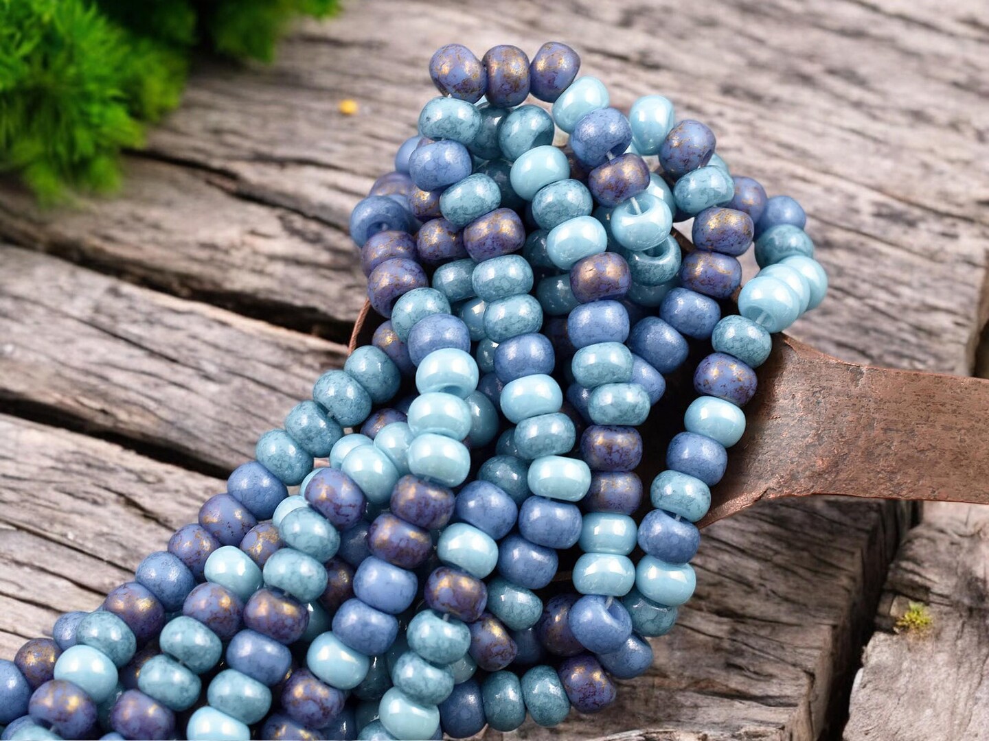 2/0 Aged TerraCotta Picasso Mix Seed Beads (21&#x22; Strand)