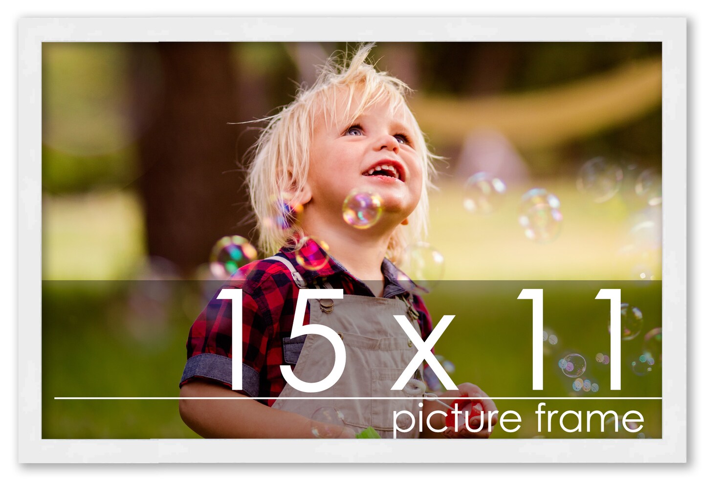 15x11 Solid Wood Picture Frame with UV-Resistant Acrylic &#x26; Acid-Free Backing, Available in 6 Finishes: Matte Black, Matte White, Metallic Bronze, Silver, Natural Wood Grain &#x26; Mahogany