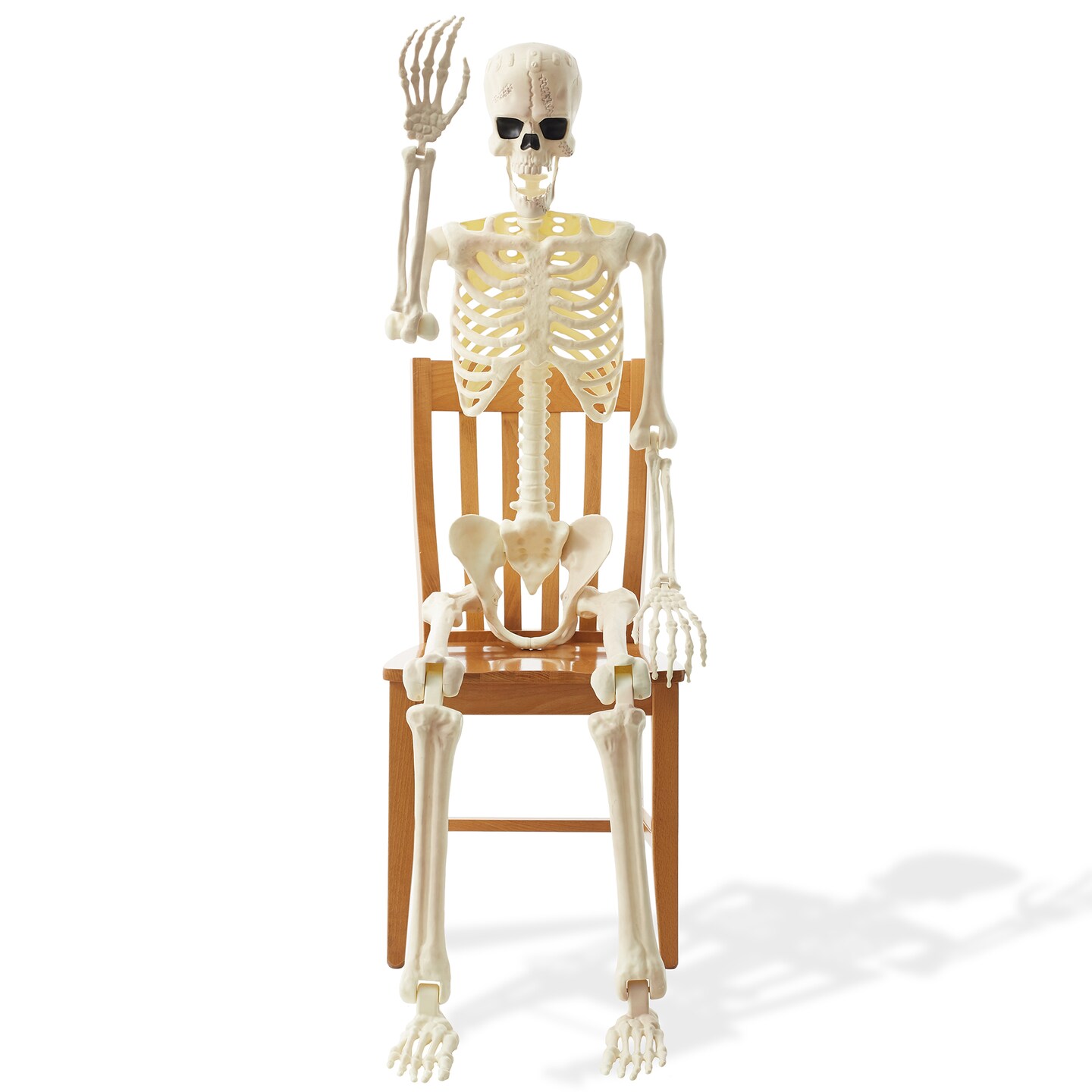 BOO BOX 74&#x22; Franken Skeleton, Life Size Posable Scary Halloween Skeleton Decoration for Outdoor, Porch, or Yard