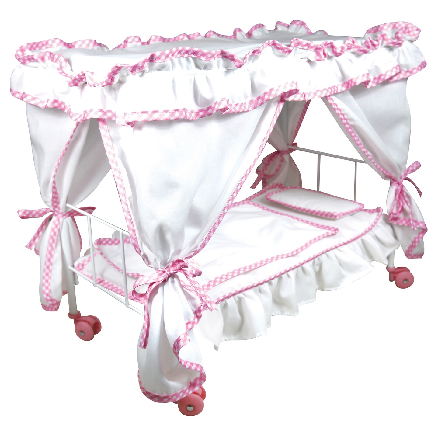 Lissi: Princess Canopy Bed Set - 14&#x22; Baby Doll, Pink Sheep Outfit w/Matching Hat, Feeding Accessories, Rolling Bed, Pretend Play Toy, Kids Ages 3+