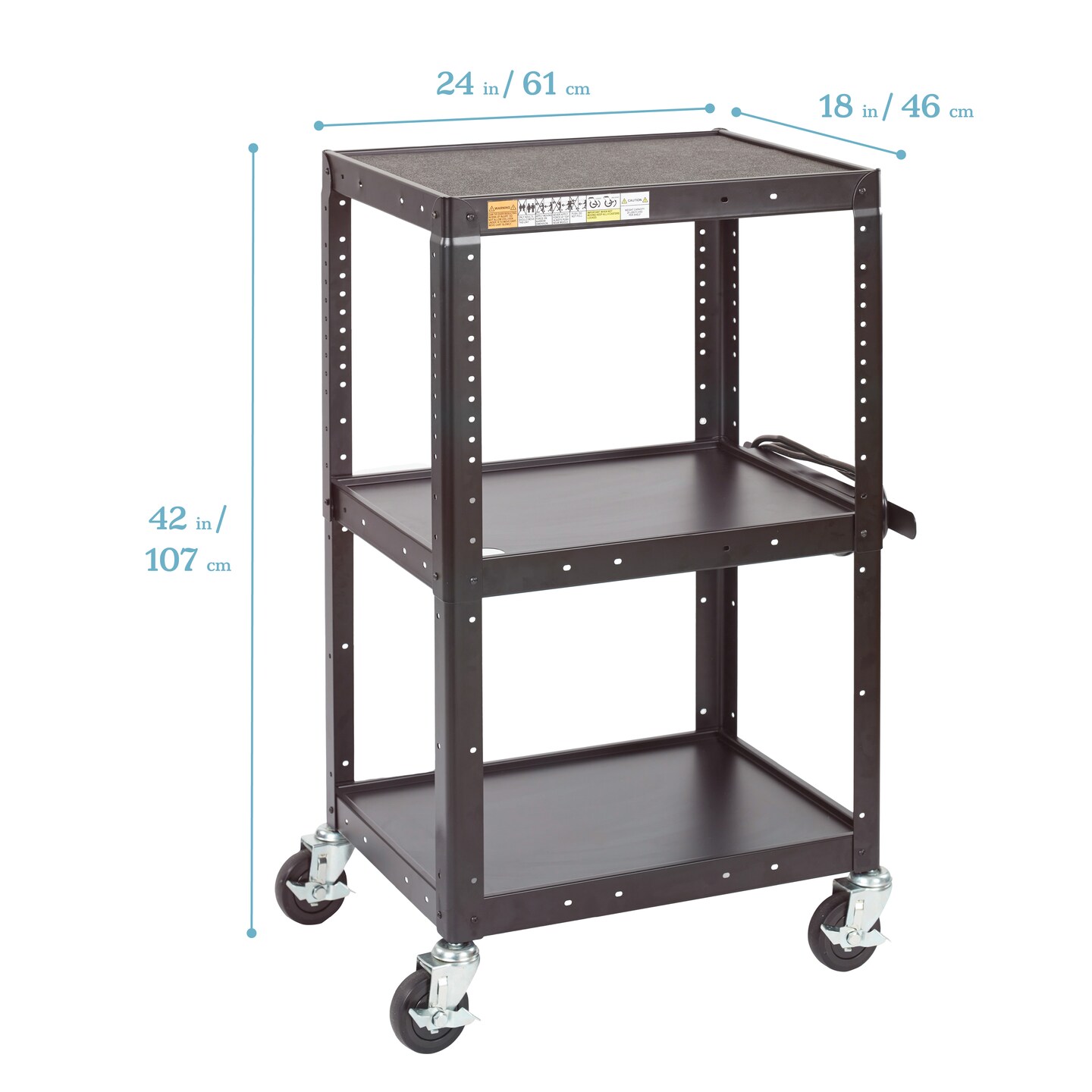 AV Media Cart Rolling Storage, Black