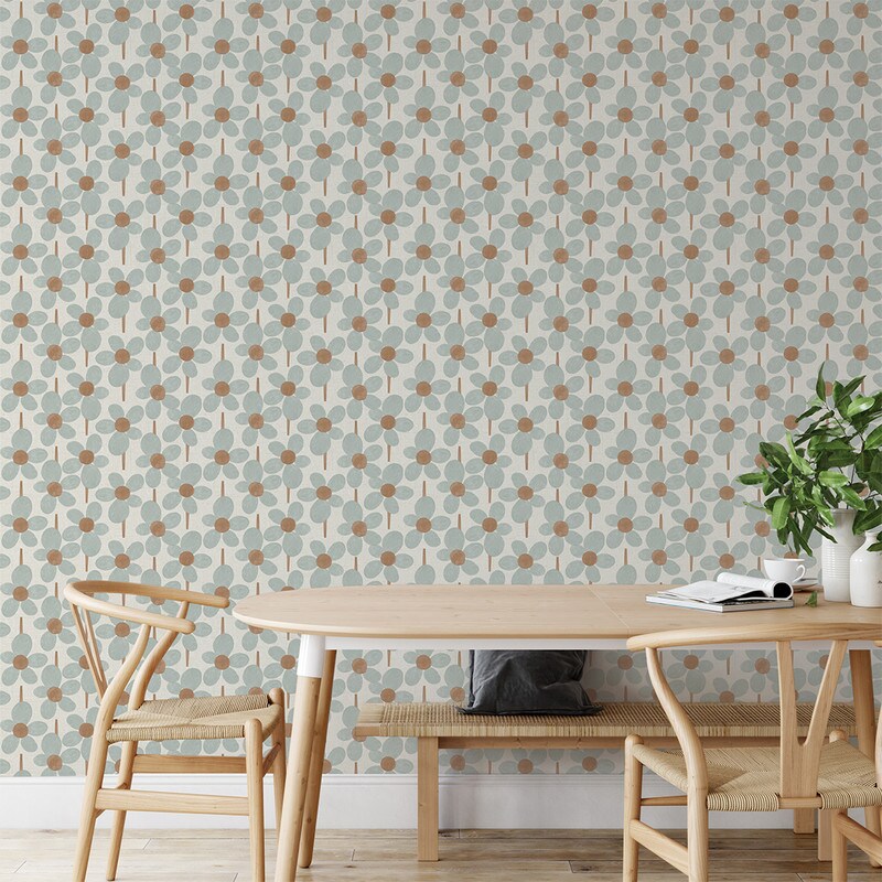 Tempaper Flower Power by Novogratz Peel and Stick Wallpaper Powder Blue