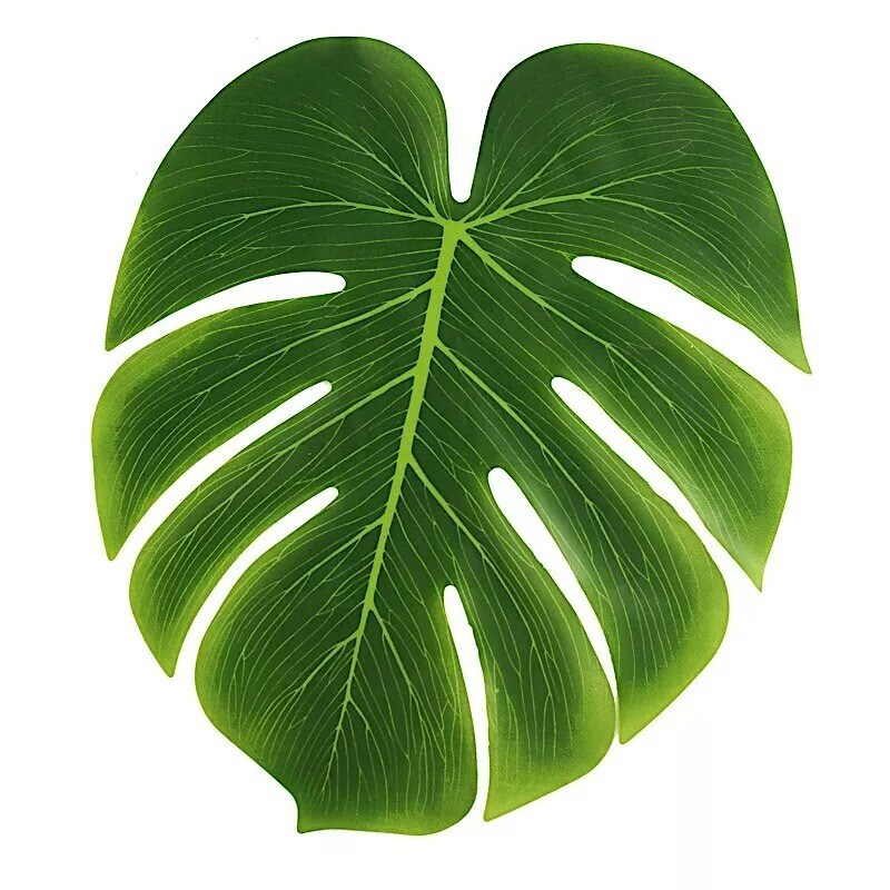 12 Green Monstera Leaves Artificial Tropical Greenery Party Events Decorations