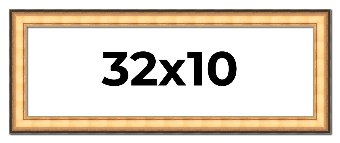 Panoramic Traditional Gold Picture Frame - UV Acrylic, Foam Board Backing, Hanging Hardware