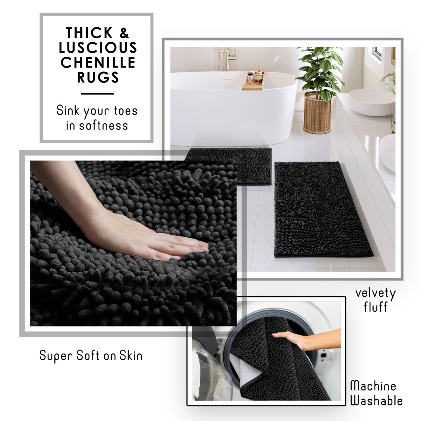 Clara Clark Shower Caddy & Bathroom Accessories Set with Bath Rugs