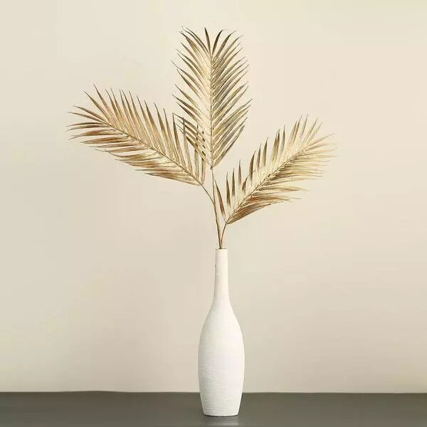 2 Gold 32&#x22; Metallic Artificial Palm Tropical Leaves Sprays Party Decorations