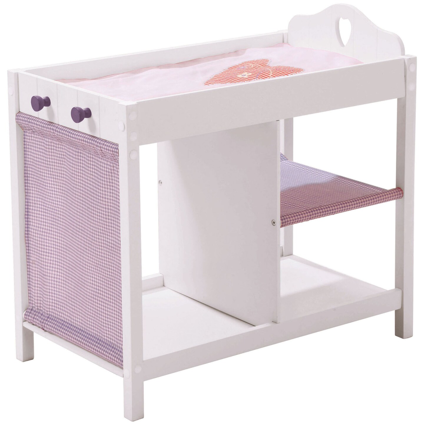 Roba Doll Bed &#x26; Storage: Fienchen - White, Purple &#x26; Pink - Multifunctional Doll Furniture Series, Children&#x27;s Pretend Play, Ages 3+