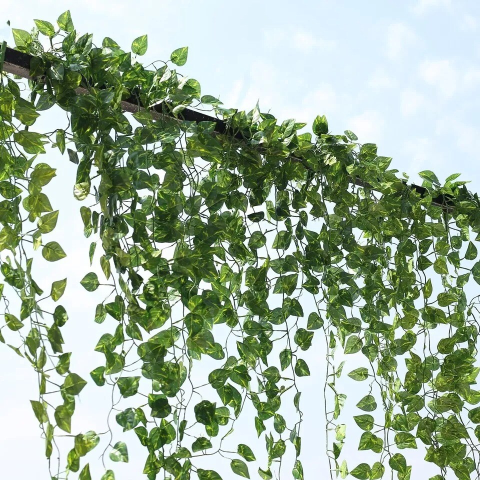 4 Green Silk Pothos Artificial Ivy Leaves Foliage Vine Garland Party Decorations