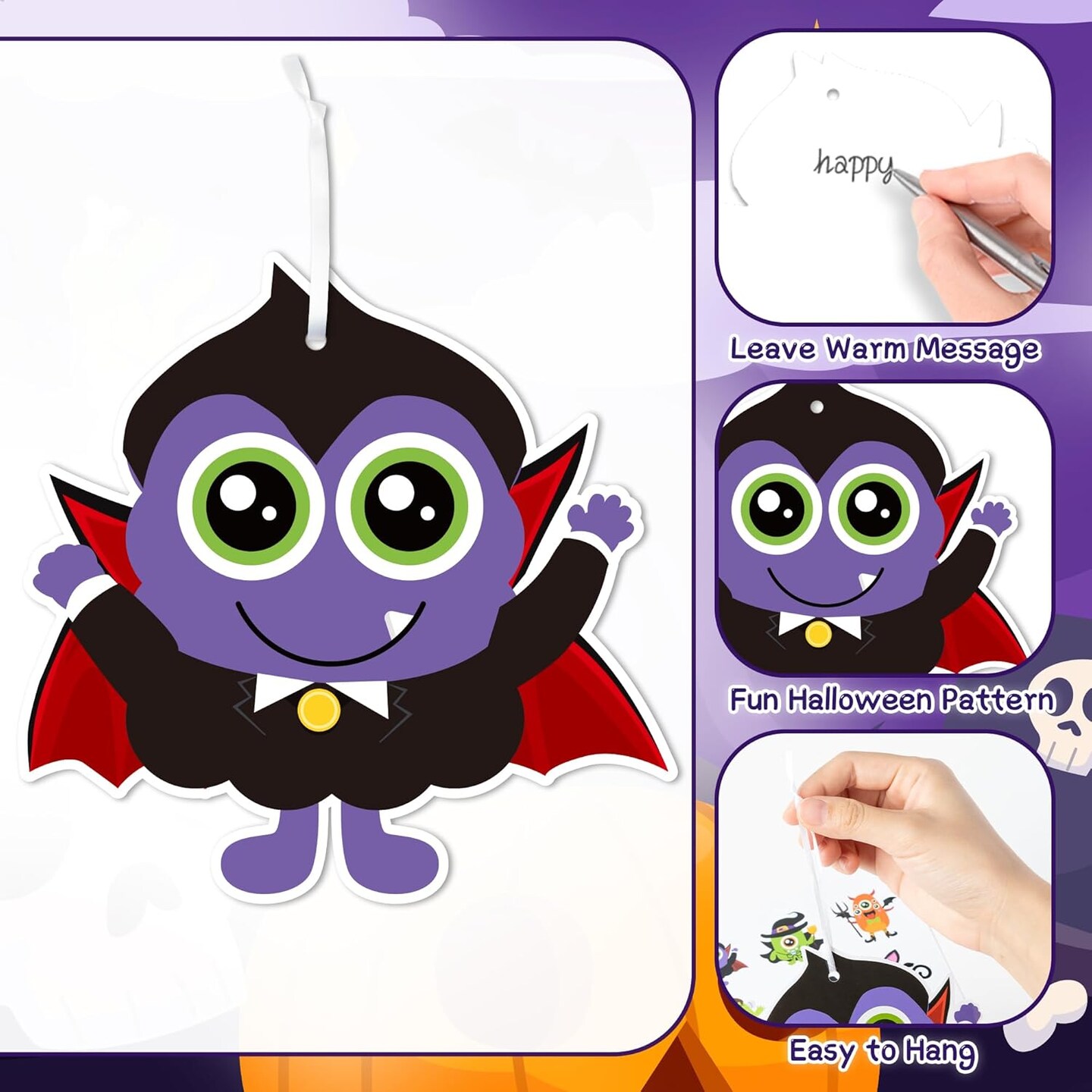 40 Sets DIY Monster Hanging Ornament, Make Your Own Halloween Art Sticker Craft, Halloween Handicraft Home Classroom Game Activities Party Favor Tree Decoration