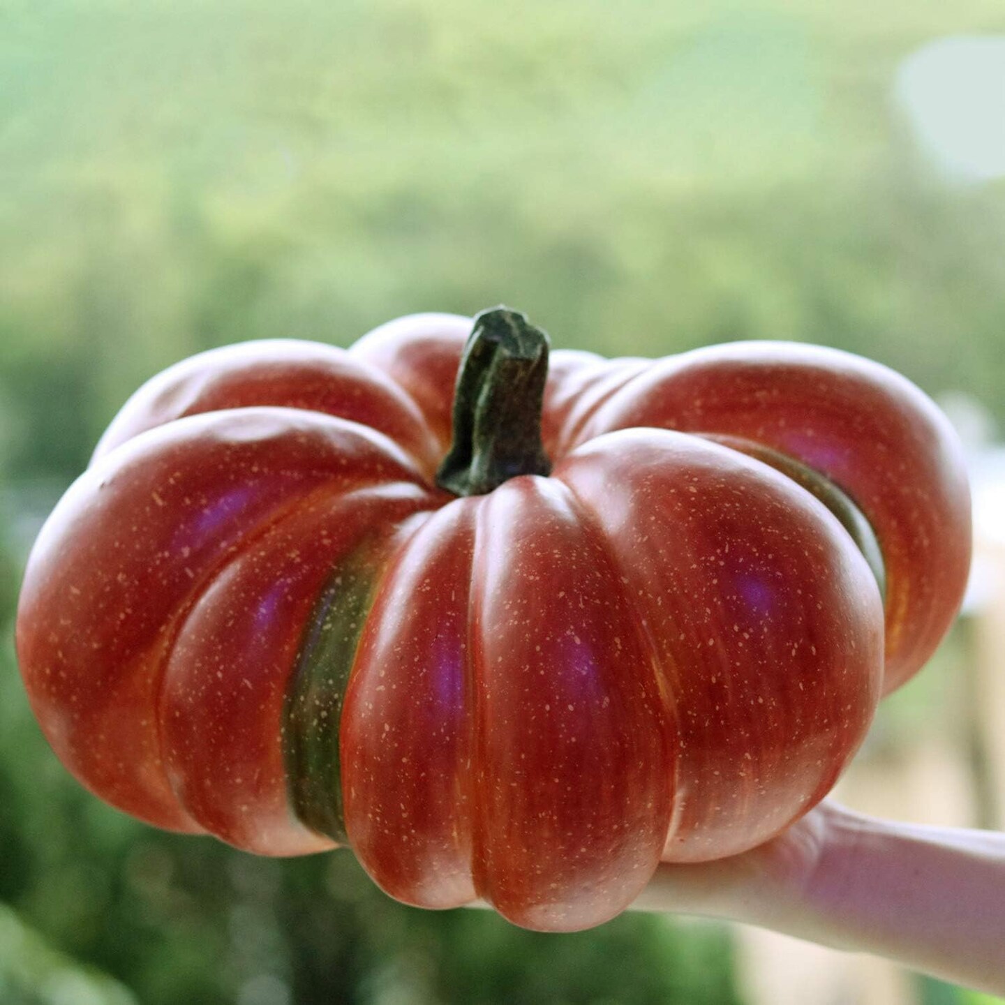 Large Artificial Pumpkin, 12.6inch Hand-Made Fake Pumpkin for Fall Harvest Festival Thanksgiving Halloween Decor (Orange Speckles)