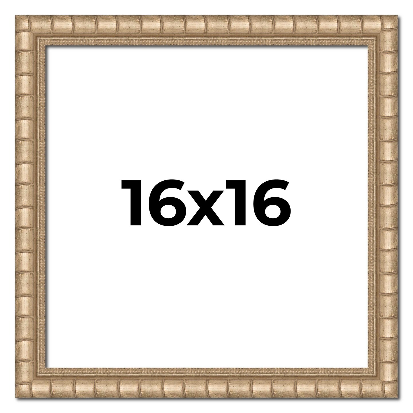 16x16 Silver Modern Bamboo Picture Frame - UV Acrylic, Foam Board Backing, Hanging Hardware
