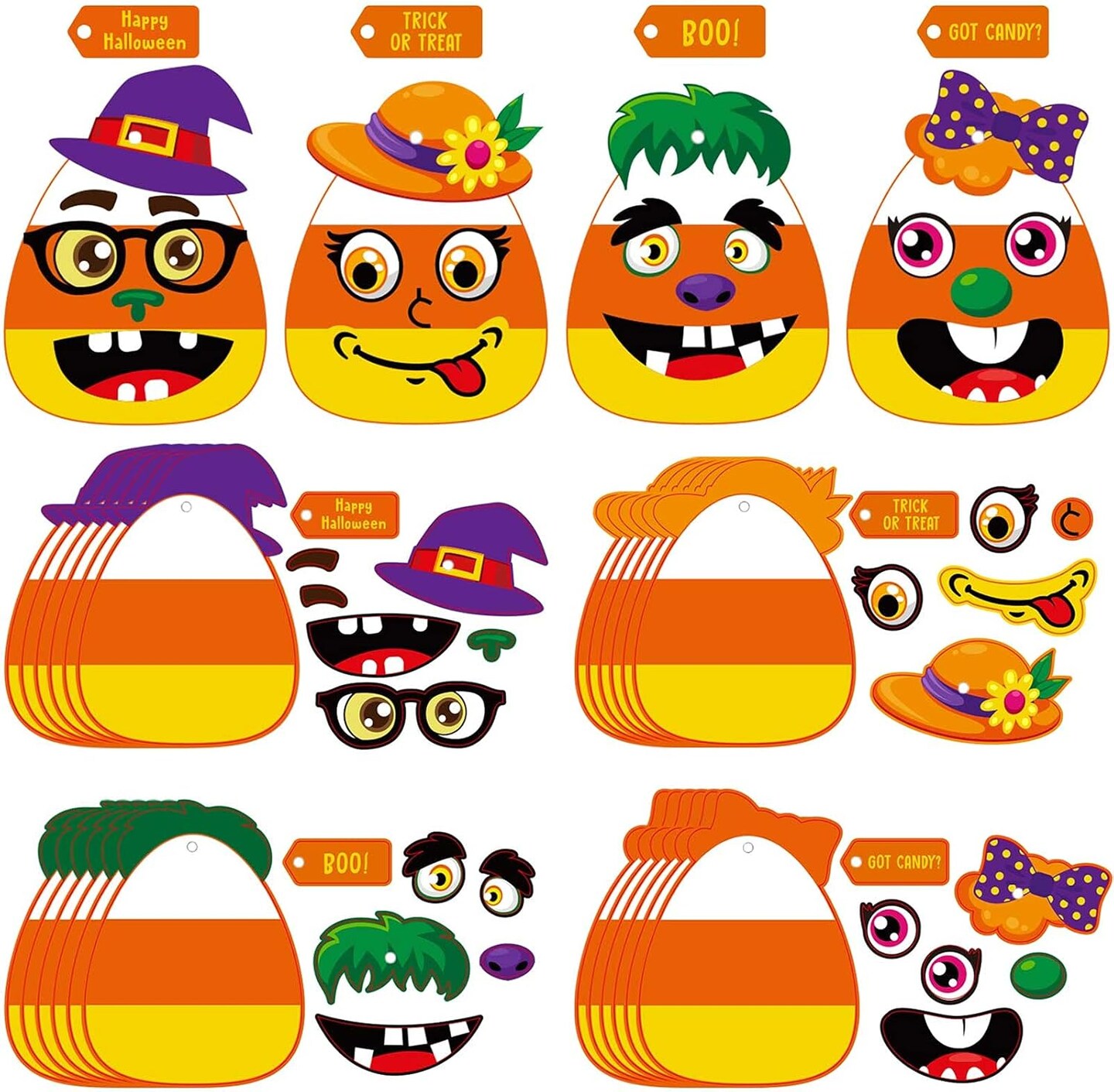 Kids Halloween Activities DIY Handicraft Fun Home Activities for Birthday Activities Party Supplies Classroom Arts, 4 Styles (48 Sets)