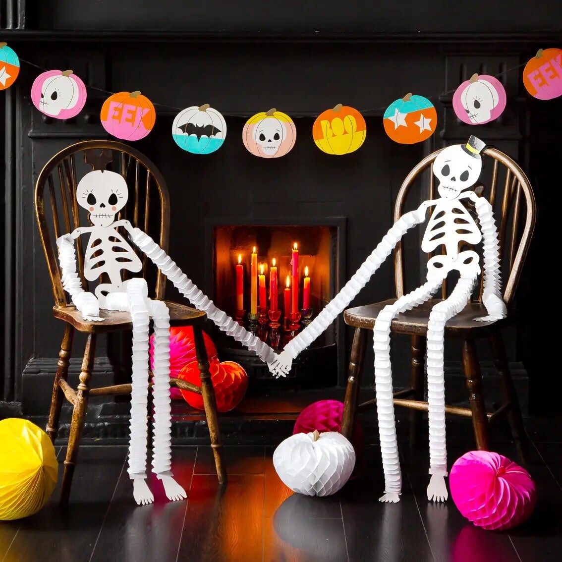Friendly Skeleton Honeycomb Decorations for Halloween