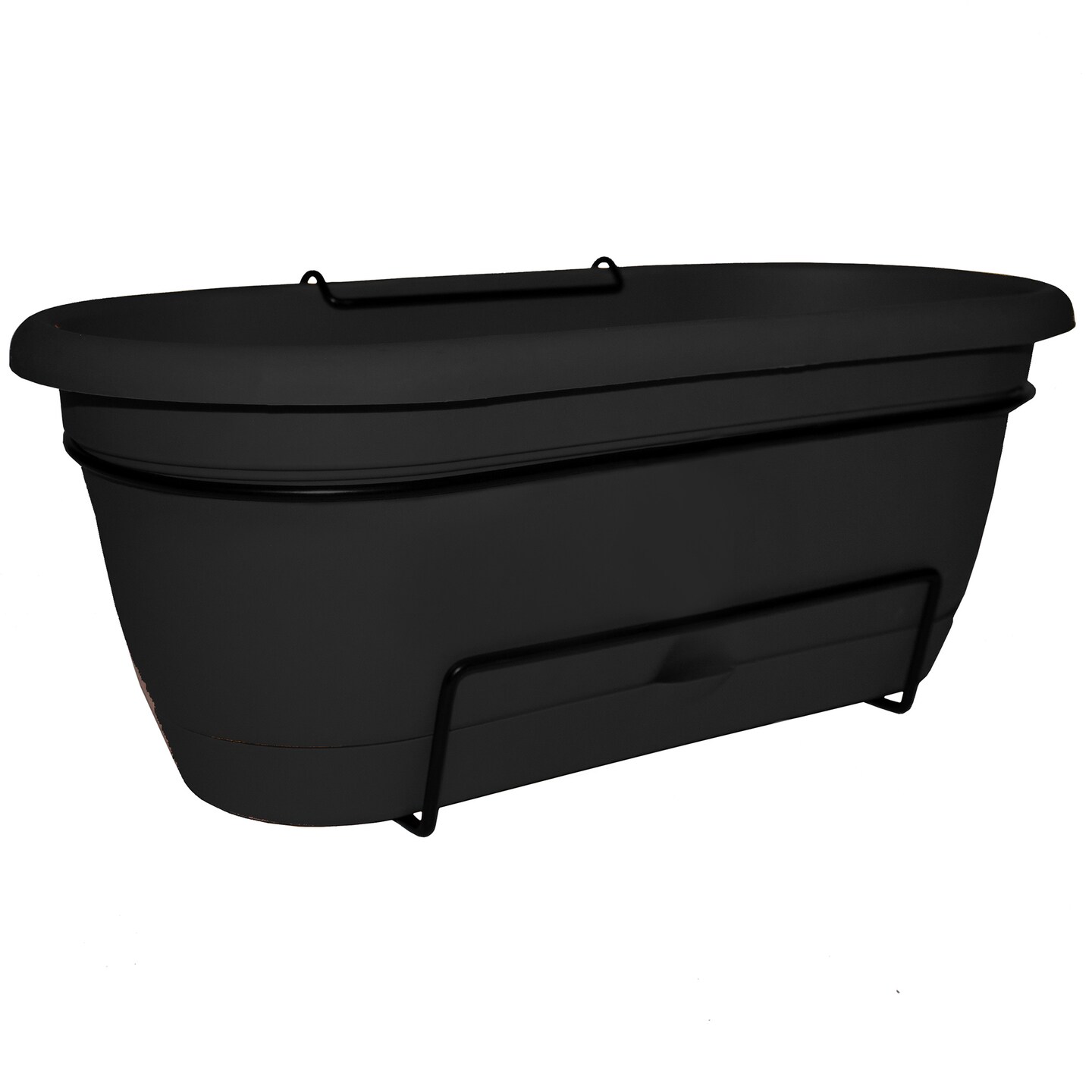 Bloem Lucca Self Watering Oval Window Box Planter: 18&#x22; - Black - Balacony Box, Durable &#x26; Long Lasting Resin Pot, For Indoor &#x26; Outdoor Use, Gardening, 2.5 Gallon Capacity