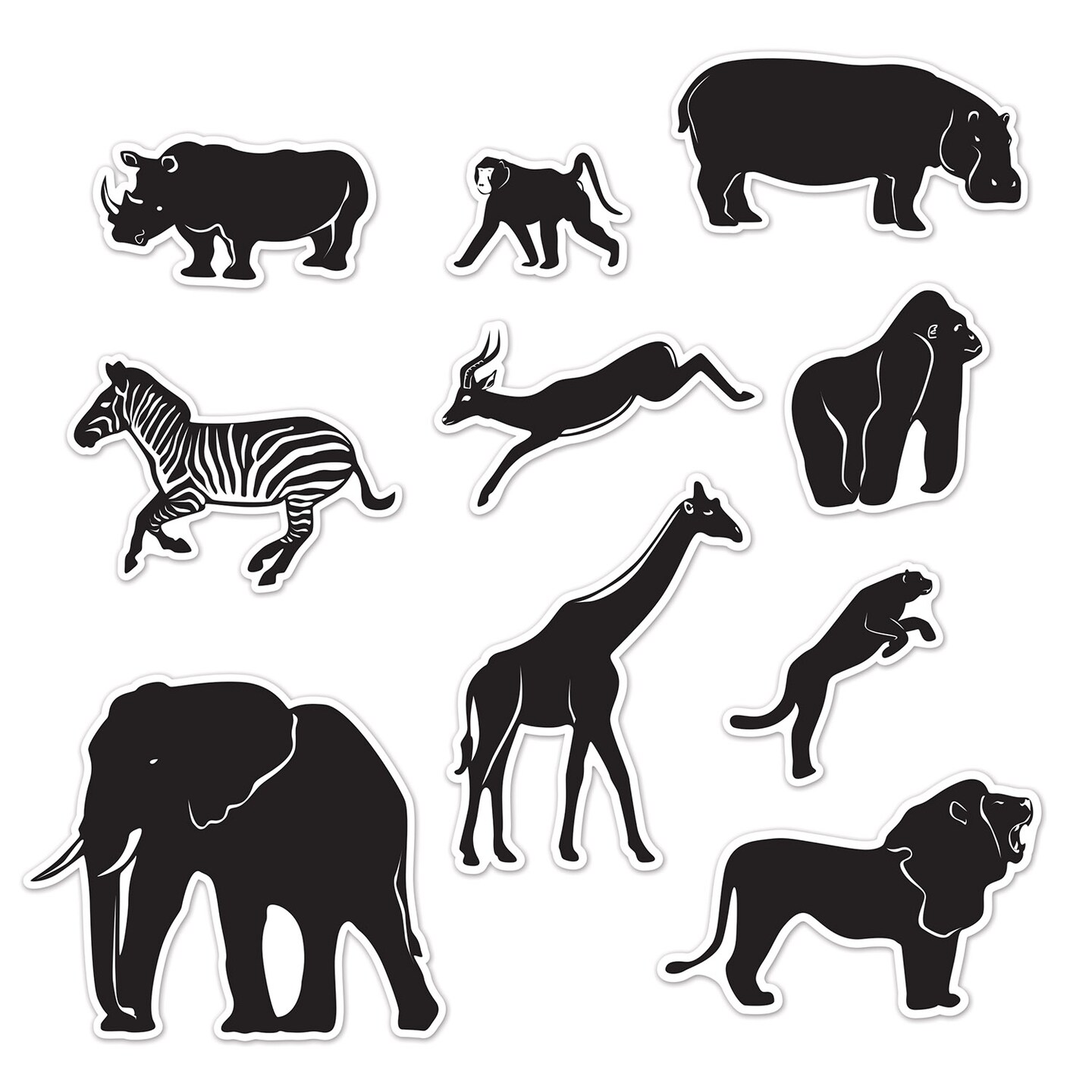 Beistle 6&#xBE;in.-15&#xBC;in. Jungle Animal Silhouettes - 12 Pack