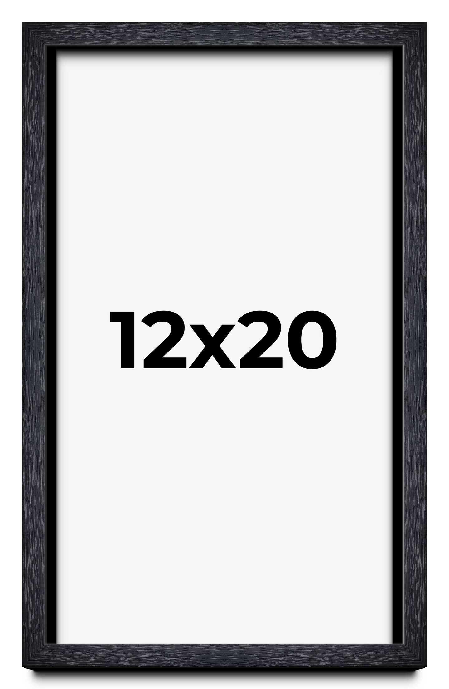 12x20 Shadow Box 1" Depth Black Picture Frame - UV Acrylic, Backing, Hanging Hardware