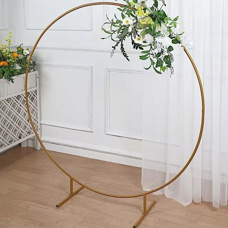 5 ft Gold Balloon Circle Metal Frame Wedding Arch Backdrop Stand Party Supplies
