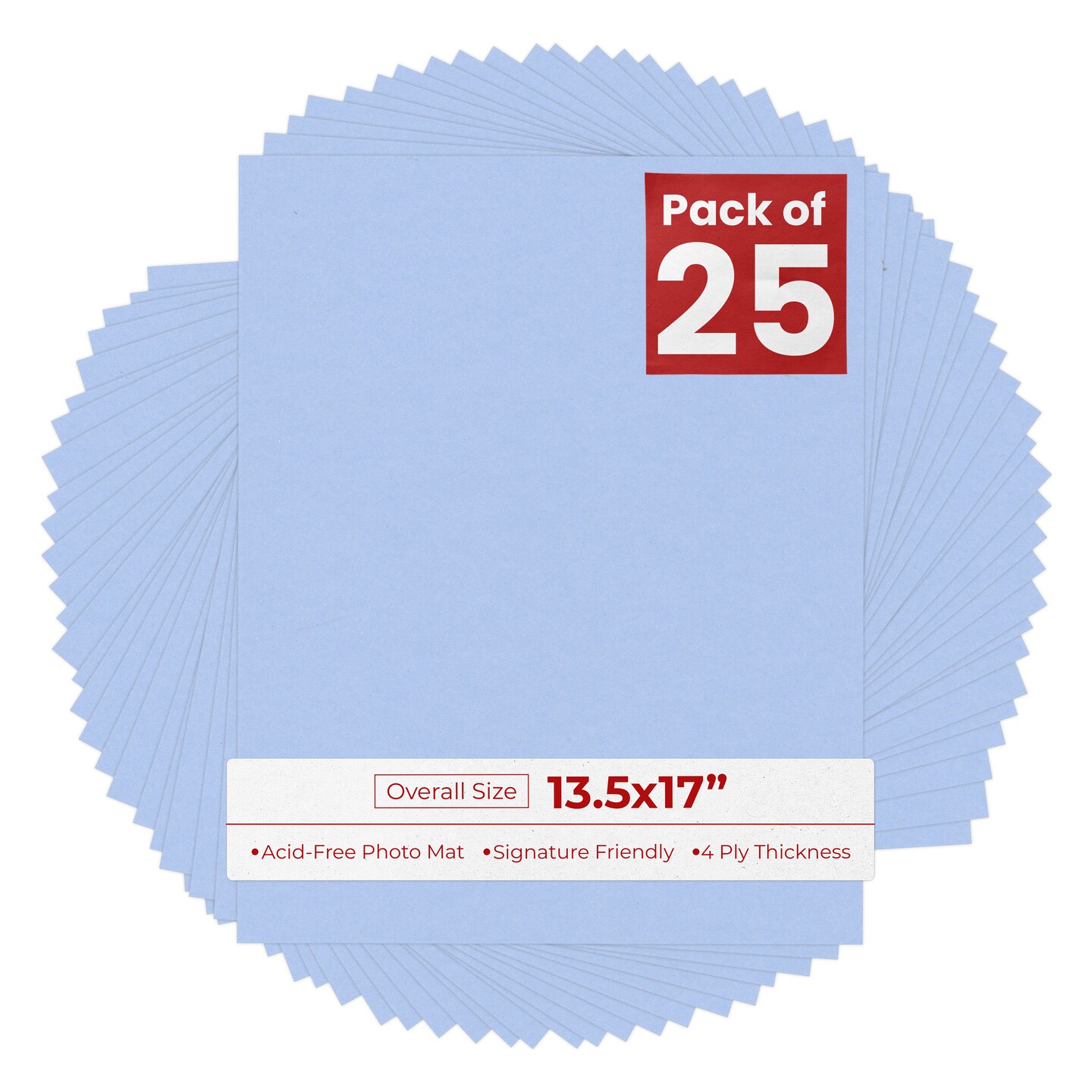 Fountain Blue 13.5x17 Uncut Mat Board - Blank Sheets, No Opening