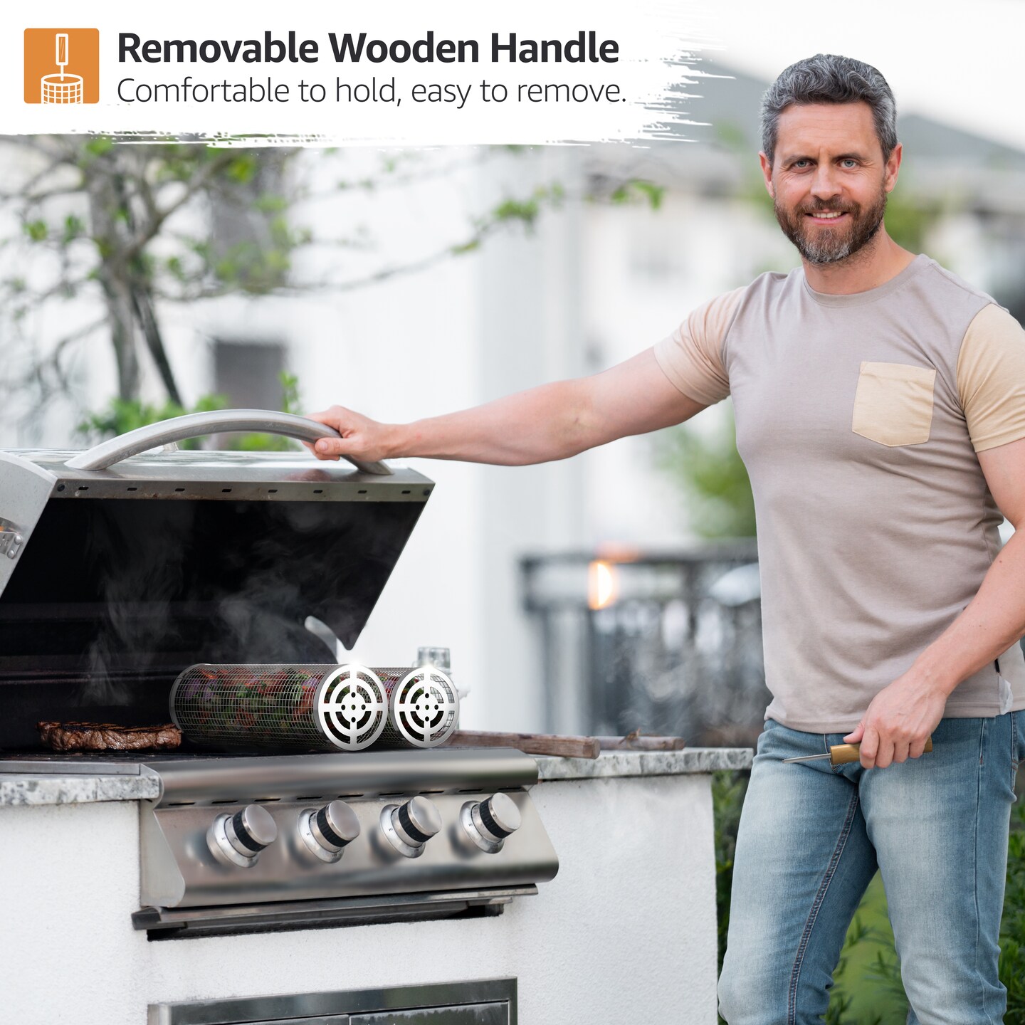 Sorbus Stainless Steel Large Folding Barbecue Grilling Basket with Handle