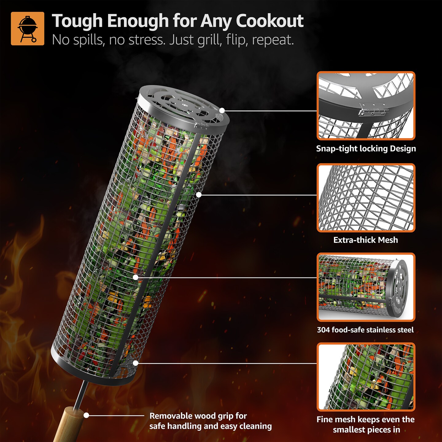 Sorbus Stainless Steel Large Folding Barbecue Grilling Basket with Handle