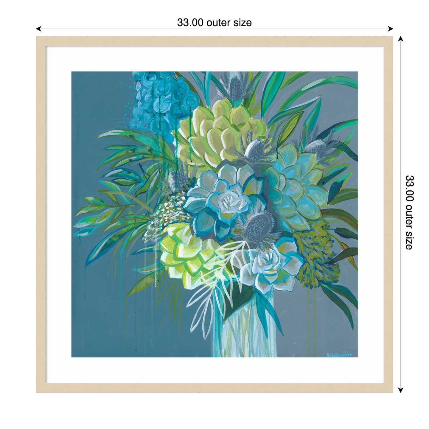 Cool Blues by Fab Funky Wood Framed Wall Art Print