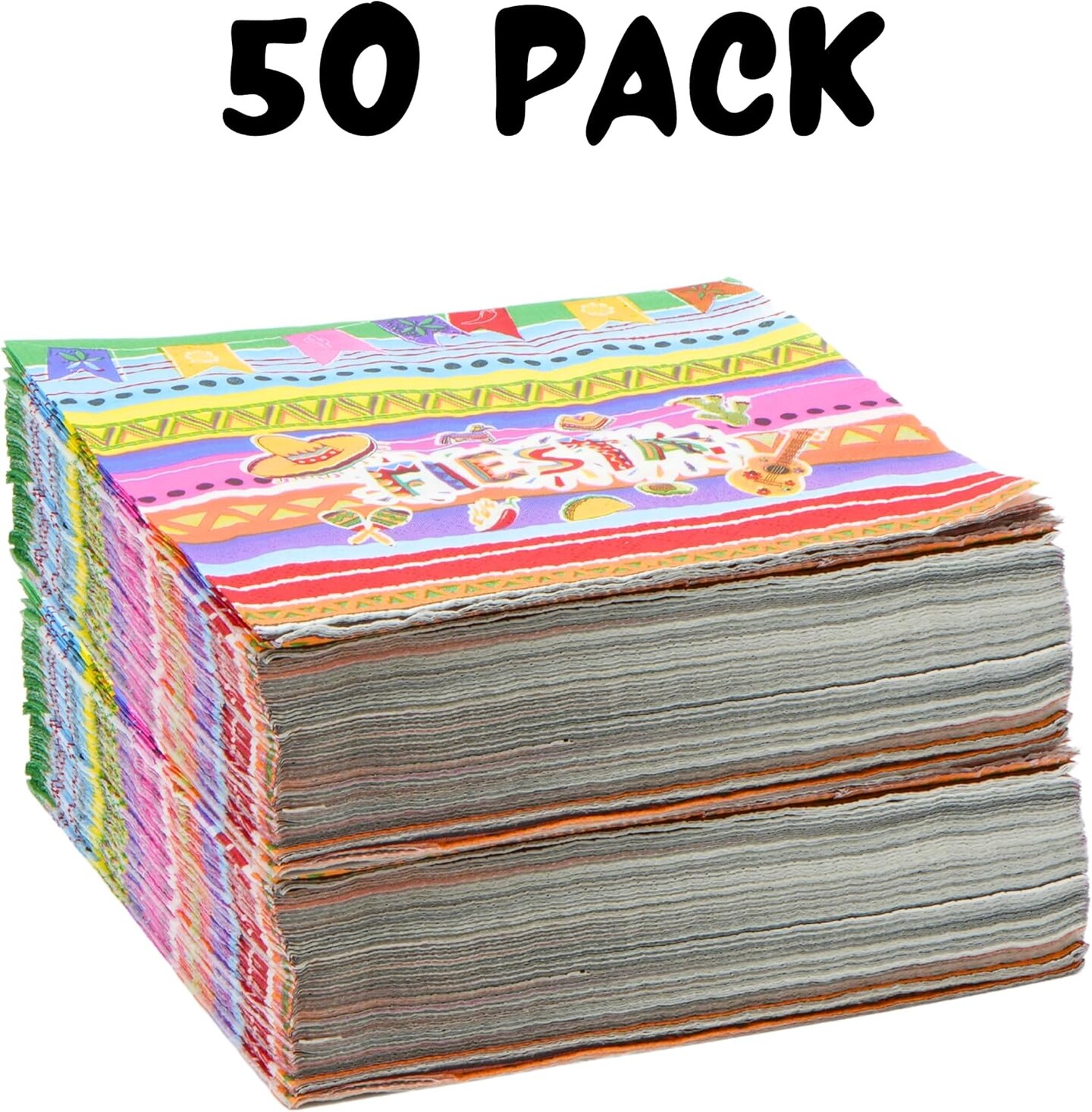 4E's Novelty 50 Pack Cinco De Mayo Fiesta Napkins - Cinco De Mayo Party Decorations & Party Supplies