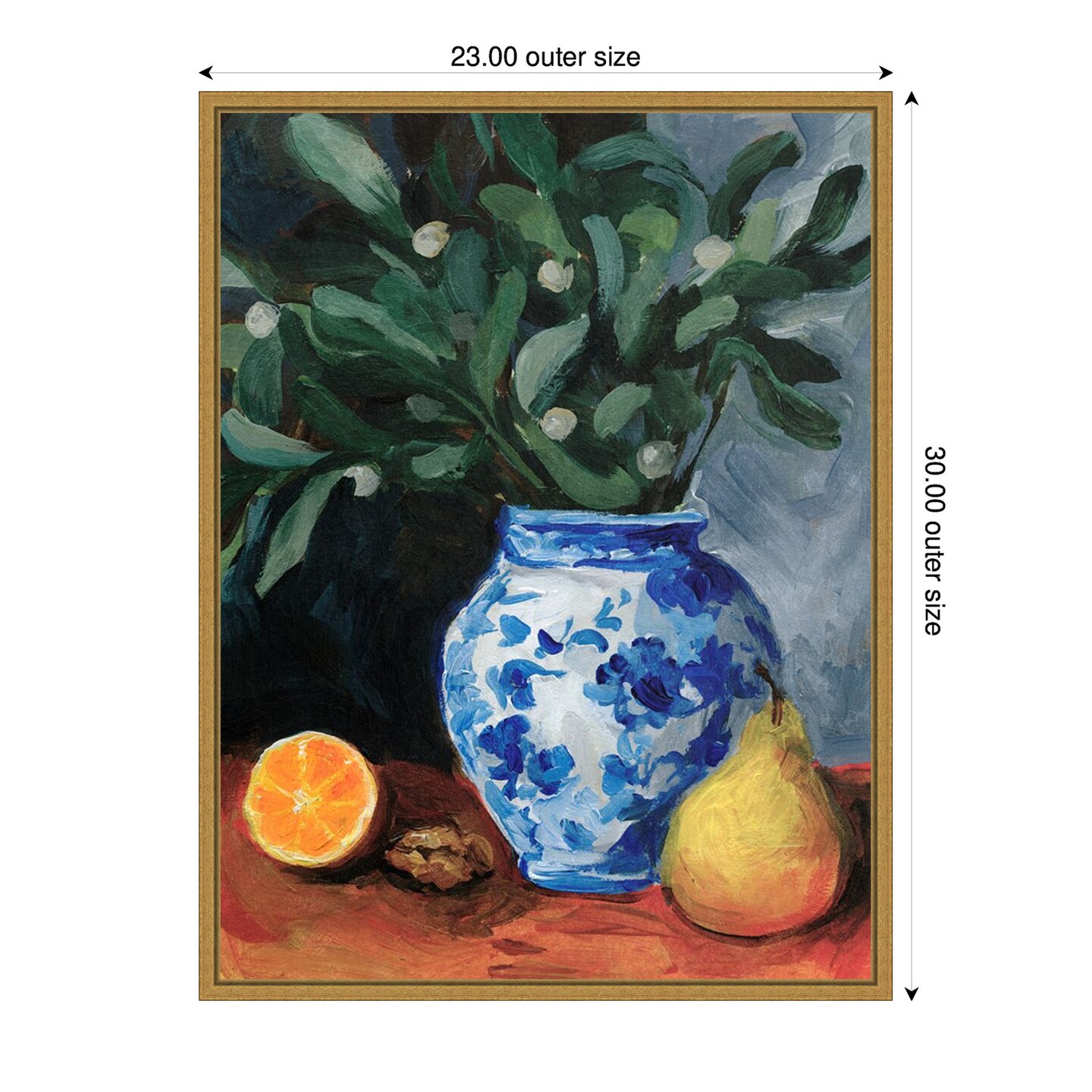Ginger Jar with Winter Berries I by Victoria Barnes Framed Canvas Wall Art