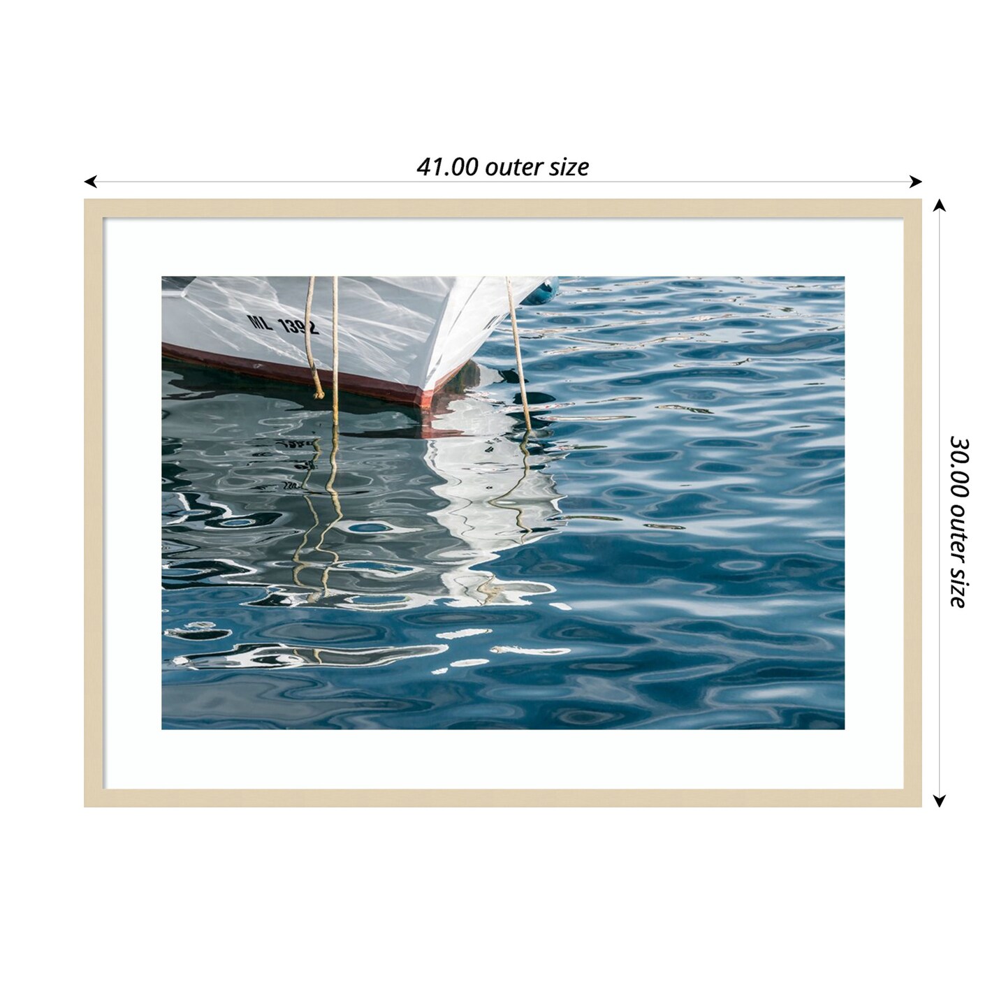 Boat Reflections by Richard Silver Wood Framed Wall Art Print