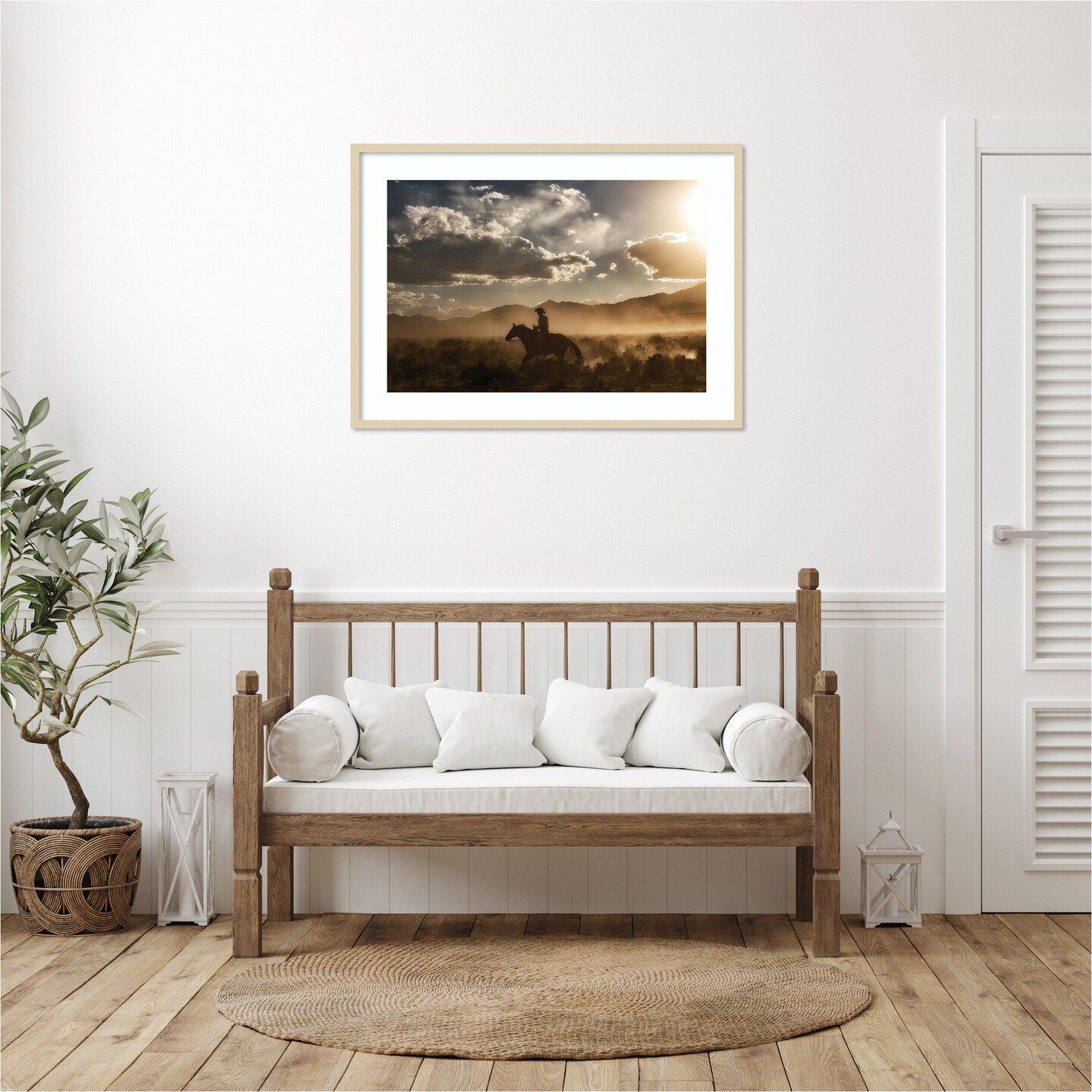 Cowboy By Day and Night I by PHBurchett Wood Framed Wall Art Print