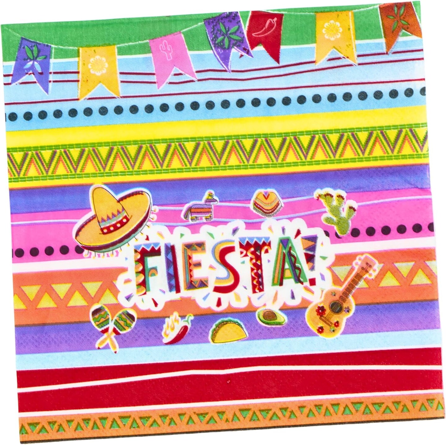 4E's Novelty 50 Pack Cinco De Mayo Fiesta Napkins - Cinco De Mayo Party Decorations & Party Supplies