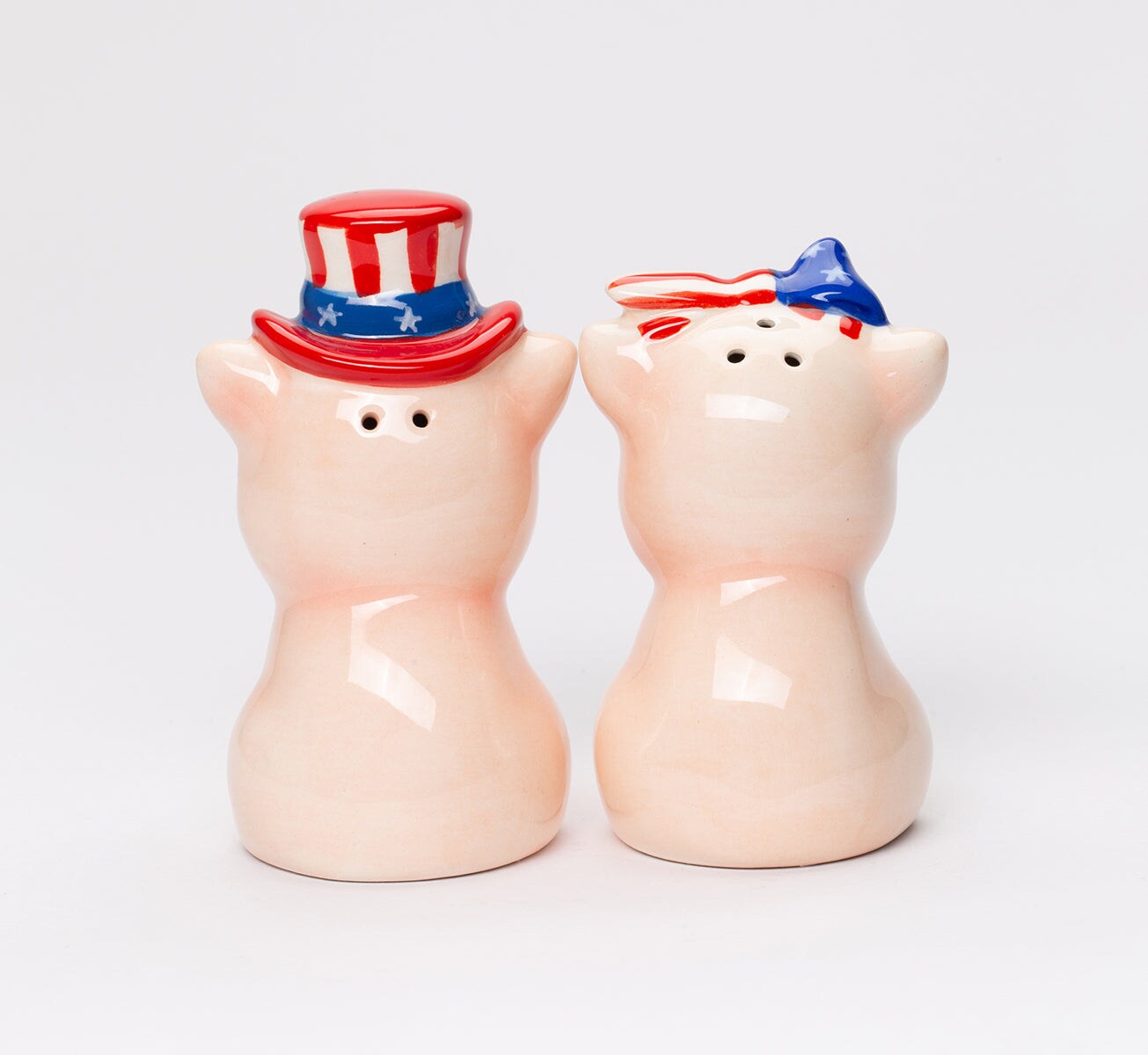 Ceramic Patriot Pig With Uncle Sam Hat Salt And Pepper, Home D&#xE9;cor, Patriot Gift, Gift for Mom, Dad, Independence Day D&#xE9;cor, July 4th