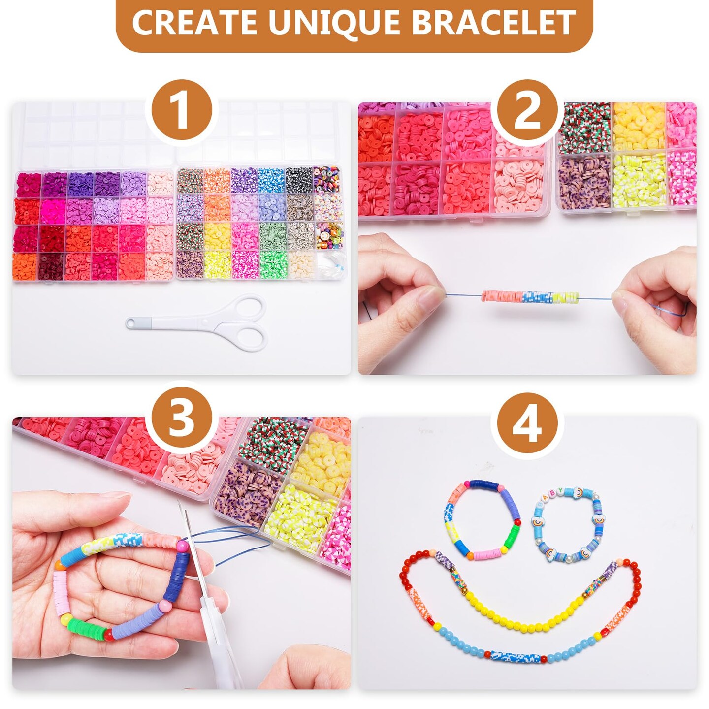 46000Pcs Clay Beads - 216Colors 10Boxes Clay Beads, 5 Styles Letter Beads,with Rich Making Accessories and 3 Rolls Crystal Cord,for Crafts