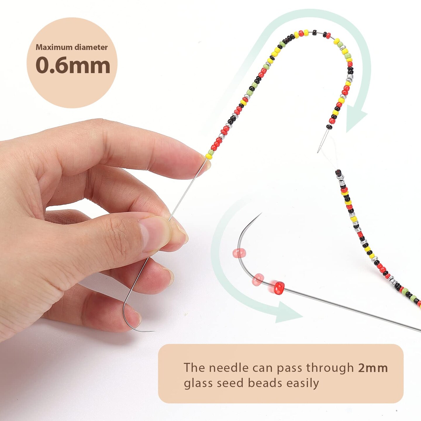 4 Pieces Large Eye Curved Beading Needles with Handle, 5.3 inch Stainless Bead Needle for Bead Spinner Loader, Bead Spinner Needles for String Seed Beads Jewelry Making (Patent Protection)