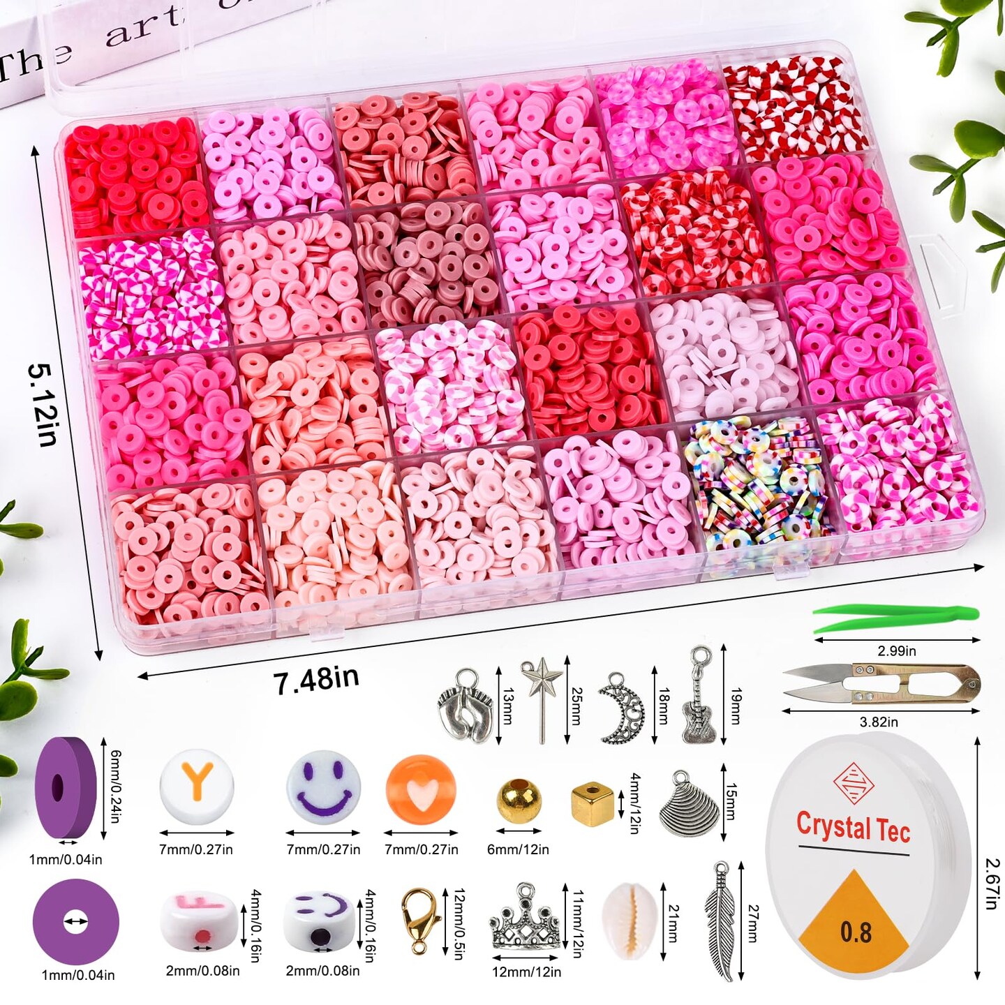 46000Pcs Clay Beads - 216Colors 10Boxes Clay Beads, 5 Styles Letter Beads,with Rich Making Accessories and 3 Rolls Crystal Cord,for Crafts